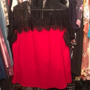 Red and lace top